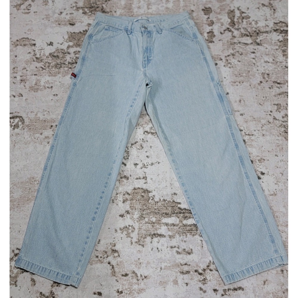 VTG 90s Tommy Hilfiger Carpenter Jeans Rare Hammer Loop Women's 8 Light Wash EVC